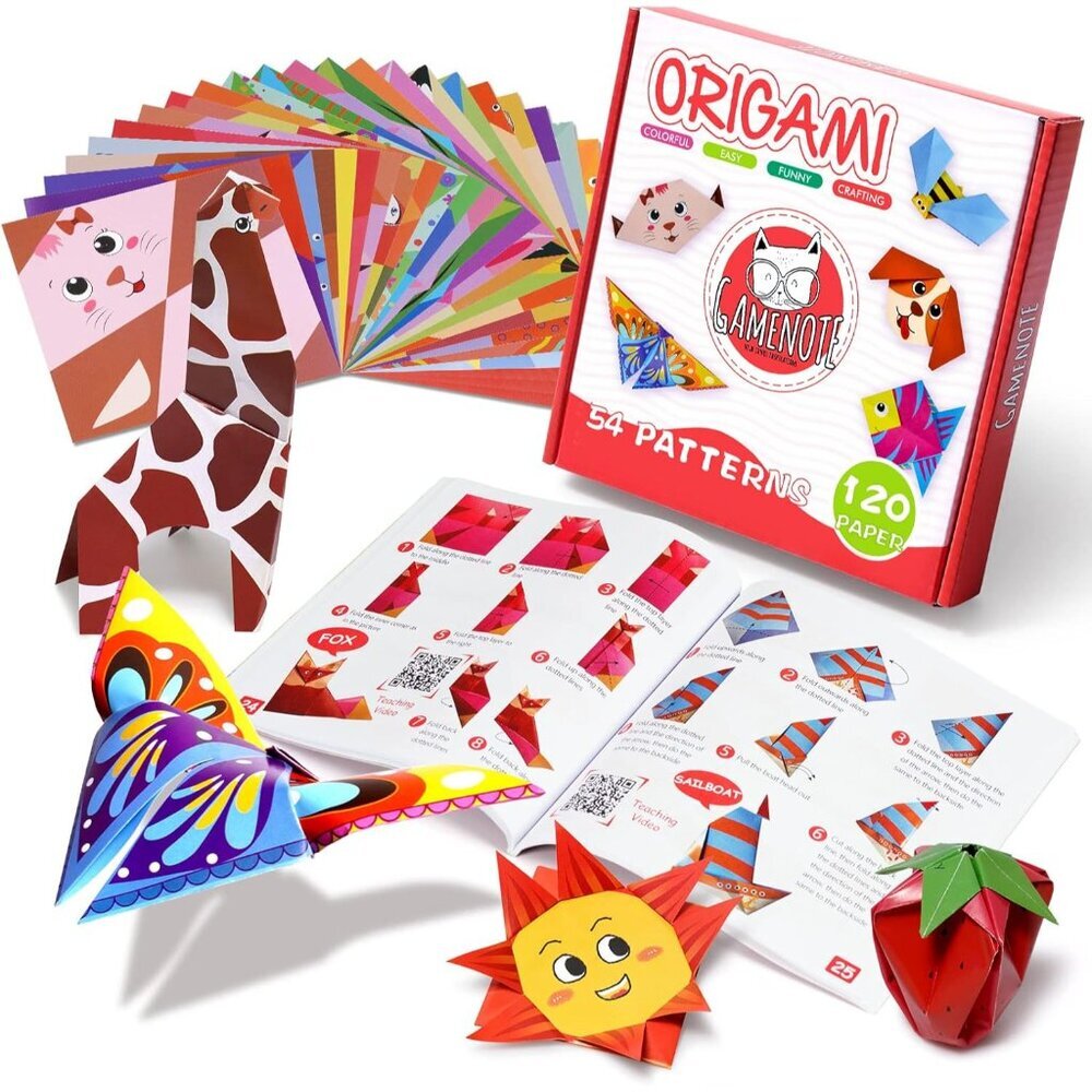 Colorful Origami Kit for Kids 54 Projects 120 Double Sided Origami Paper 12 Shee
